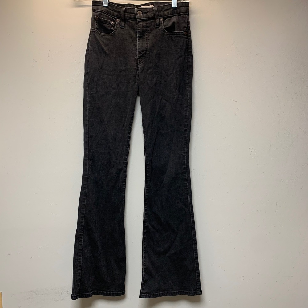 Levis 726 Flare Jeans Womens 29 Black Excellent High Rise Stretch 30 Inseam